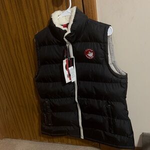 Women's Black Puffer Vest with Logo